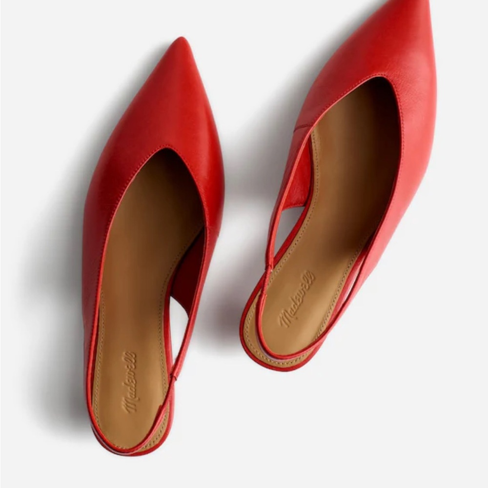 Madewell the simone kitten heel slingback pumps in leather